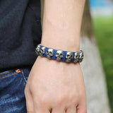 Gothic Punk Skull Bracelet Cuff Wristbands Alloy Skeleton Charm Beads