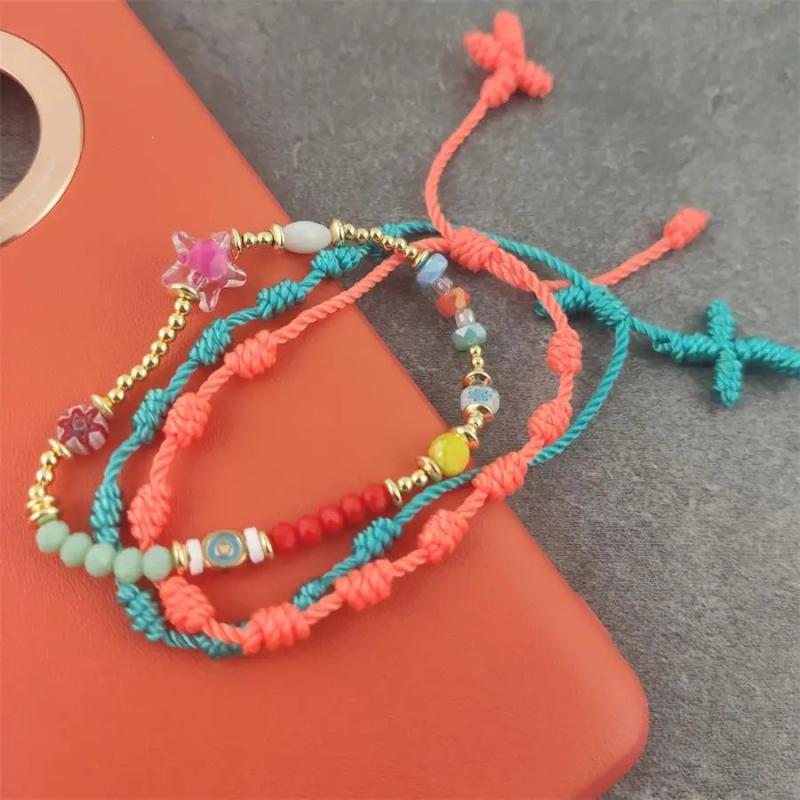 Braided Cotton Glass Beads Lucky Rope Bracelet & Bangles For Women