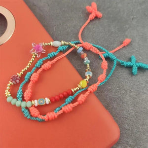 Braided Cotton Glass Beads Lucky Rope Bracelet & Bangles For Women
