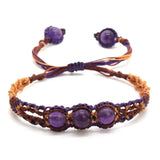 Crystal Quartz Round Beads Macrame Stone Bracelet