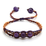 Crystal Quartz Round Beads Macrame Stone Bracelet