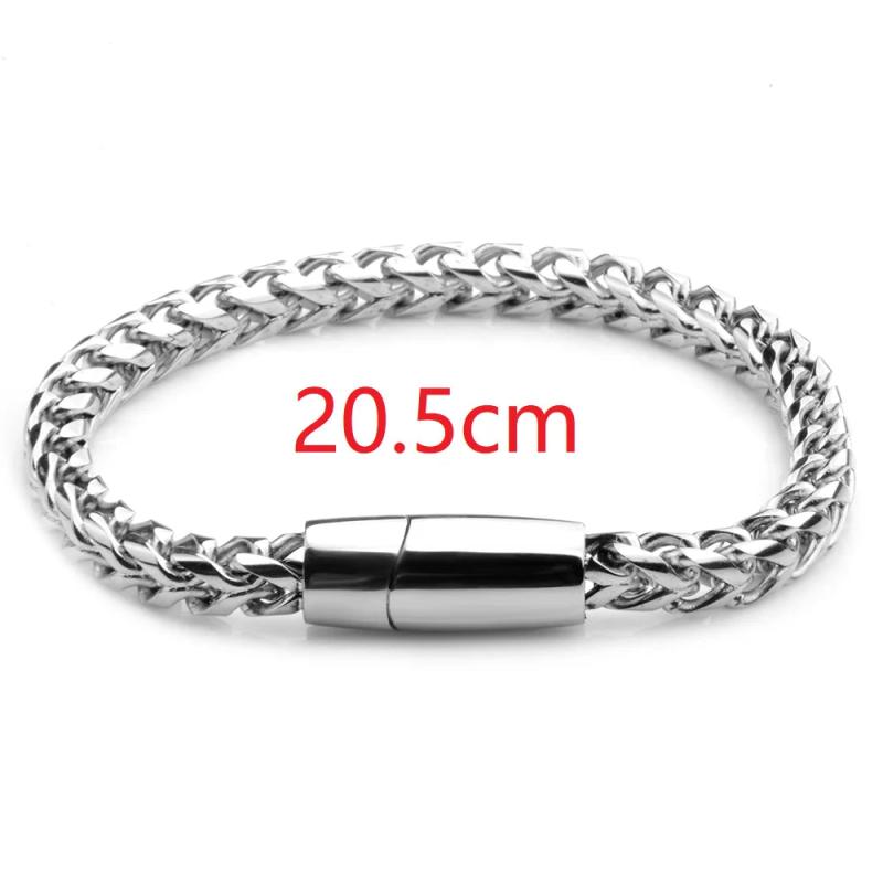Stainless Steel Chain Bracelet, Magnetic Clasp, Vintage Men's Jewelry