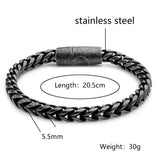Stainless Steel Chain Bracelet, Magnetic Clasp, Vintage Men's Jewelry