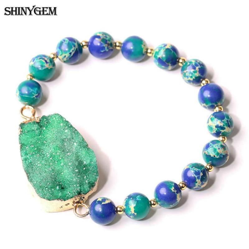 8mm Charm Sea Sediment Snakeskin Bracelet Natural Crystal Druzy Bracelets