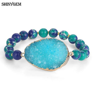 8mm Charm Sea Sediment Snakeskin Bracelet Natural Crystal Druzy Bracelets