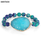 8mm Charm Sea Sediment Snakeskin Bracelet Natural Crystal Druzy Bracelets