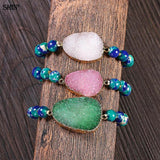 8mm Charm Sea Sediment Snakeskin Bracelet Natural Crystal Druzy Bracelets