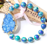 8mm Charm Sea Sediment Snakeskin Bracelet Natural Crystal Druzy Bracelets