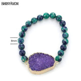 8mm Charm Sea Sediment Snakeskin Bracelet Natural Crystal Druzy Bracelets