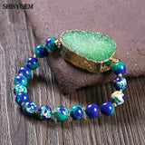 8mm Charm Sea Sediment Snakeskin Bracelet Natural Crystal Druzy Bracelets