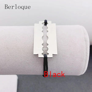 Razor Blade Charm Bracelet Stainless Steel Shaver Pendant Rope Bracelet