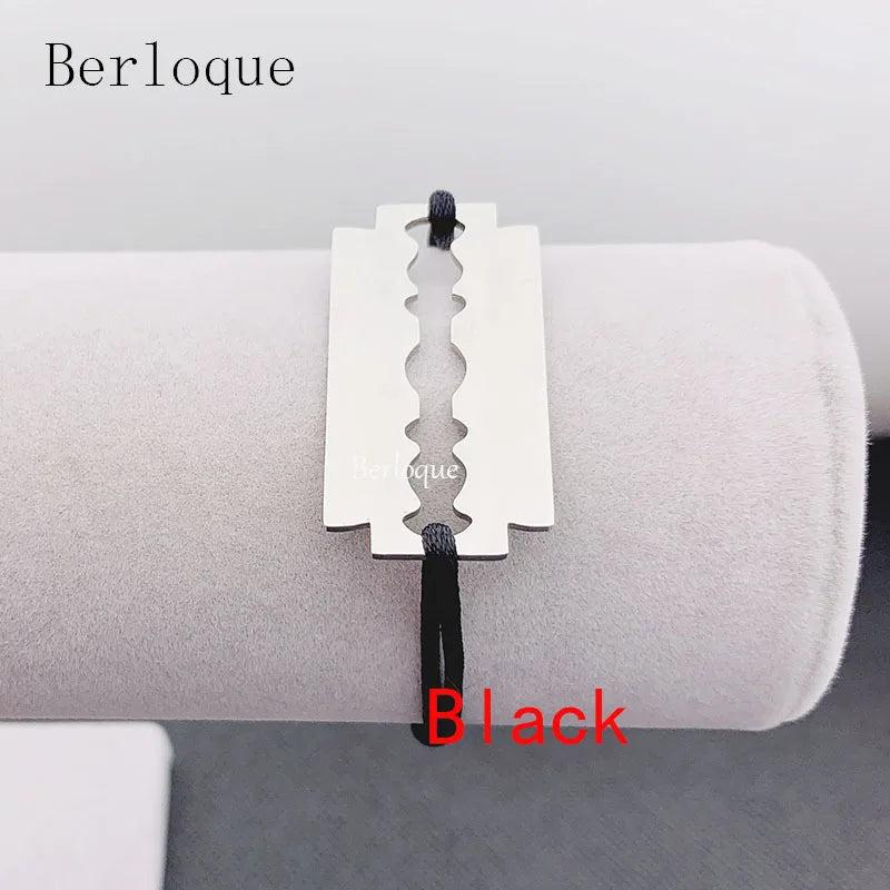 Razor Blade Charm Bracelet Stainless Steel Shaver Pendant Rope Bracelet