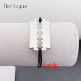 Razor Blade Charm Bracelet Stainless Steel Shaver Pendant Rope Bracelet