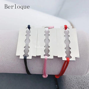 Razor Blade Charm Bracelet Stainless Steel Shaver Pendant Rope Bracelet