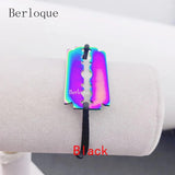 Razor Blade Charm Bracelet Stainless Steel Shaver Pendant Rope Bracelet