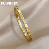 Geometry Rhinestone Stainless Steel Bangles for Women