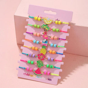 8Pack Beach Fruit Bracelet Adjustable Cord Rope BFF Kids Girl Jewelry