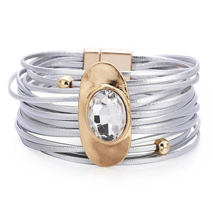 Bohemian Ethnic Leather Bracelet Glass Drill Alloy Accessories