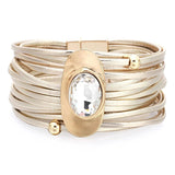 Bohemian Ethnic Leather Bracelet Glass Drill Alloy Accessories