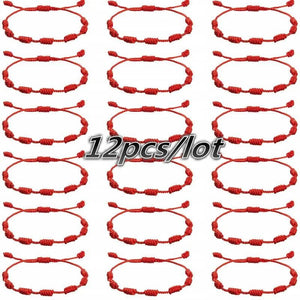 Boho 7 Knots Red String Bracelet Lucky Amulet Wristband Jewelry