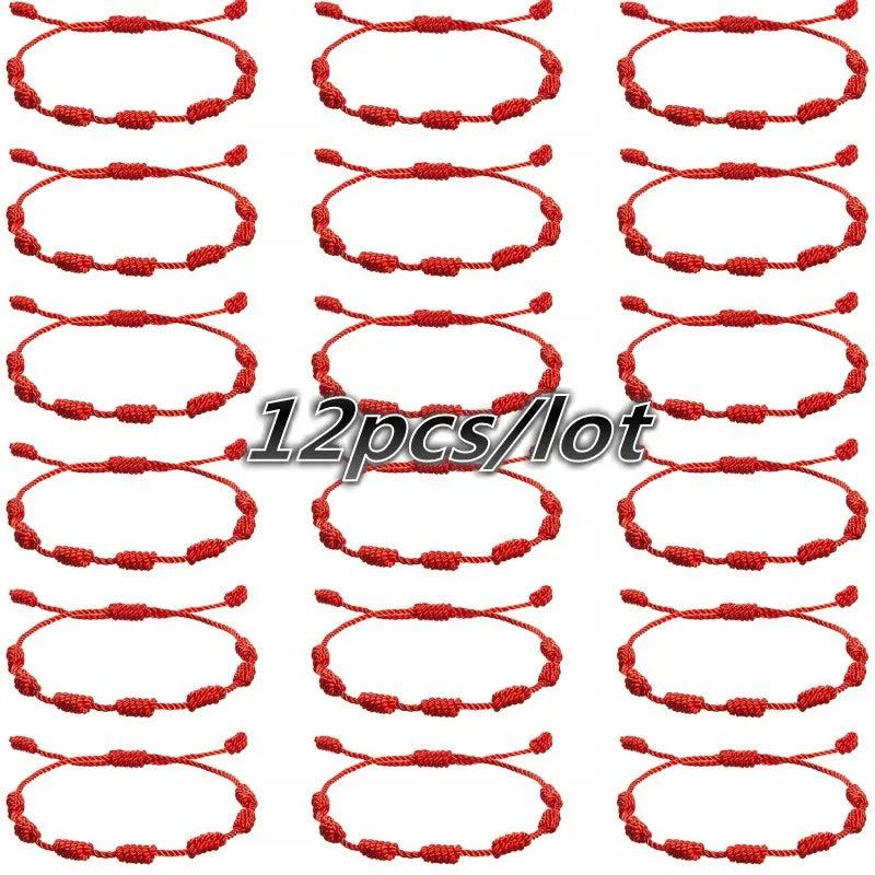 Boho 7 Knots Red String Bracelet Lucky Amulet Wristband Jewelry