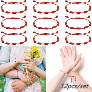 Boho 7 Knots Red String Bracelet Lucky Amulet Wristband Jewelry