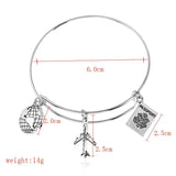 Women Charm Bracelet Camera Passport Earth Aircraft Bracelet