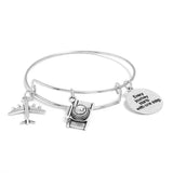 Women Charm Bracelet Camera Passport Earth Aircraft Bracelet