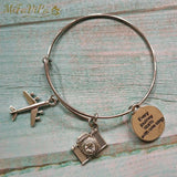 Women Charm Bracelet Camera Passport Earth Aircraft Bracelet