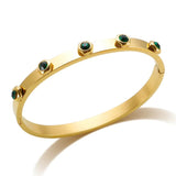Stainless Steel Green Crystal Zircon Bangle Bracelet for Women
