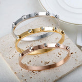 Stainless Steel Green Crystal Zircon Bangle Bracelet for Women
