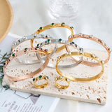 Stainless Steel Green Crystal Zircon Bangle Bracelet for Women