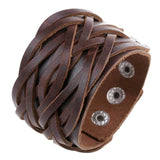 Punk Men's Wide Leather Bracelet Braided Ropes Charm Cuff Jewelry