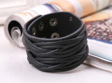 Punk Men's Wide Leather Bracelet Braided Ropes Charm Cuff Jewelry