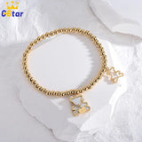 Shell Bear Pendant Bracelet Stainless Steel Beads Chain Girls Jewelry
