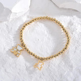 Shell Bear Pendant Bracelet Stainless Steel Beads Chain Girls Jewelry