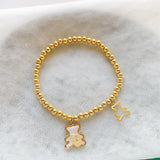 Shell Bear Pendant Bracelet Stainless Steel Beads Chain Girls Jewelry