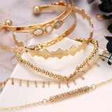 Bohemian Retro Crystal Arrow Bracelet Set Jewelry Accessories Bangle