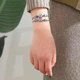 12pcs Hematite Bead Eye Charm Bracelets Set Rope Chain Bracelet Je