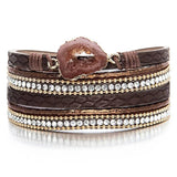Vintage Leather Matte Stone Wrap Bracelet Boho Jewelry