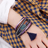 Vintage Leather Matte Stone Wrap Bracelet Boho Jewelry