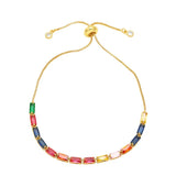 Bohemia Rainbow Charm Rectangle Zirconia Adjustable Bracelets for Women