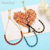 Bohemia Rainbow Charm Rectangle Zirconia Adjustable Bracelets for Women