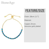 Bohemia Rainbow Charm Rectangle Zirconia Adjustable Bracelets for Women