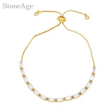 Bohemia Rainbow Charm Rectangle Zirconia Adjustable Bracelets for Women