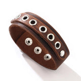 Kirykle Leather Bracelet Multi-layer Metal Bangle Punk Personality Gift