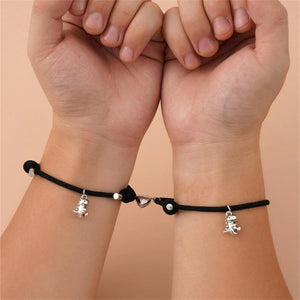 Heart Magnetic Couple Bracelets 3D Dinosaur Rope Adjustable Bracelets