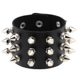 Spikes Rivet Stud Wide Cuff Leather Bangle Bracelet