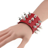 Spikes Rivet Stud Wide Cuff Leather Bangle Bracelet