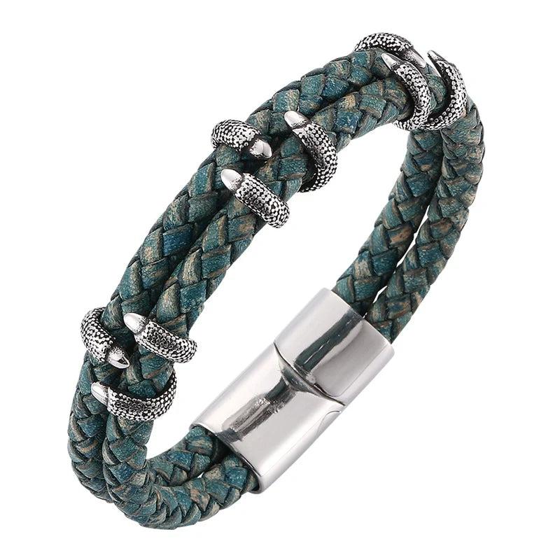 Dragon Claw Leather Bracelet Stainless Steel Clasp